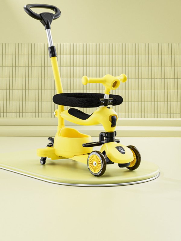 Children's Scooter Baby Multi-functional Scooter $210.14 Dana Fashion Color: Lemon Yellow Baby & Mother Product information: Product Category: Tricycle Color: modern gray push rod universal wheel fence, forest green push rod universal wheel fence, lemon y