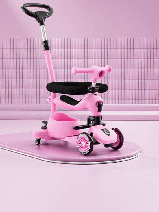 Children's Scooter Baby Multi-functional Scooter $210.14 Dana Fashion Color: Cherry Blossom Powder Baby & Mother Product information: Product Category: Tricycle Color: modern gray push rod universal wheel fence, forest green push rod universal wheel fence