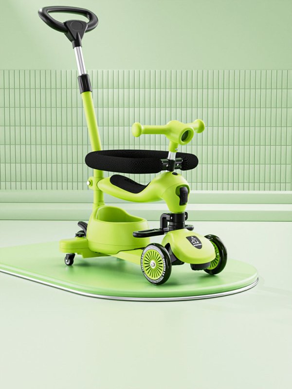 Children's Scooter Baby Multi-functional Scooter $210.14 Dana Fashion Color: Cherry Blossom Powder Baby & Mother Product information: Product Category: Tricycle Color: modern gray push rod universal wheel fence, forest green push rod universal wheel fence