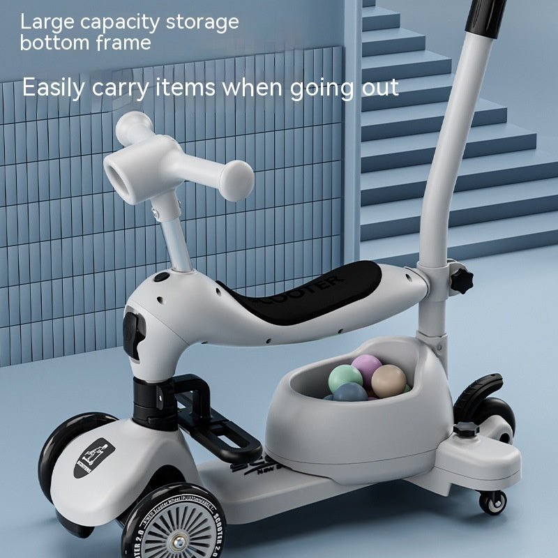 Children's Scooter Baby Multi-functional Scooter $210.14 Dana Fashion Color: Cherry Blossom Powder Baby & Mother Product information: Product Category: Tricycle Color: modern gray push rod universal wheel fence, forest green push rod universal wheel fence