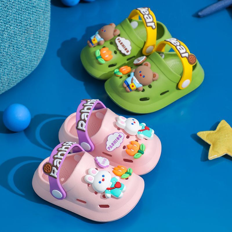 Children's Slippers Summer Cute Outdoor Soft Bottom Non-slip Boys And Girls Sandals Infant Kid Baby Hole Shoes $12.69 Dana Fashion Color: Flower Bear Green size: 120 Baby & Mother Product information: Pattern: Cartoon Whether there is light: no Color: pin