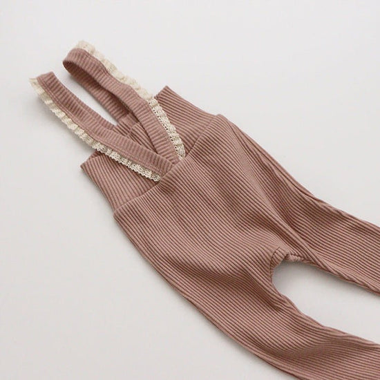 Children's Spring And Autumn Pit Strip Pants $32.77 Dana Fashion Color: Dark pink lace Size: 66cm Baby Clothing Product information: Fabric Name: Knitted Cotton Length: trousers Main fabric composition: cotton Style: overalls Fabric technology: soft treat