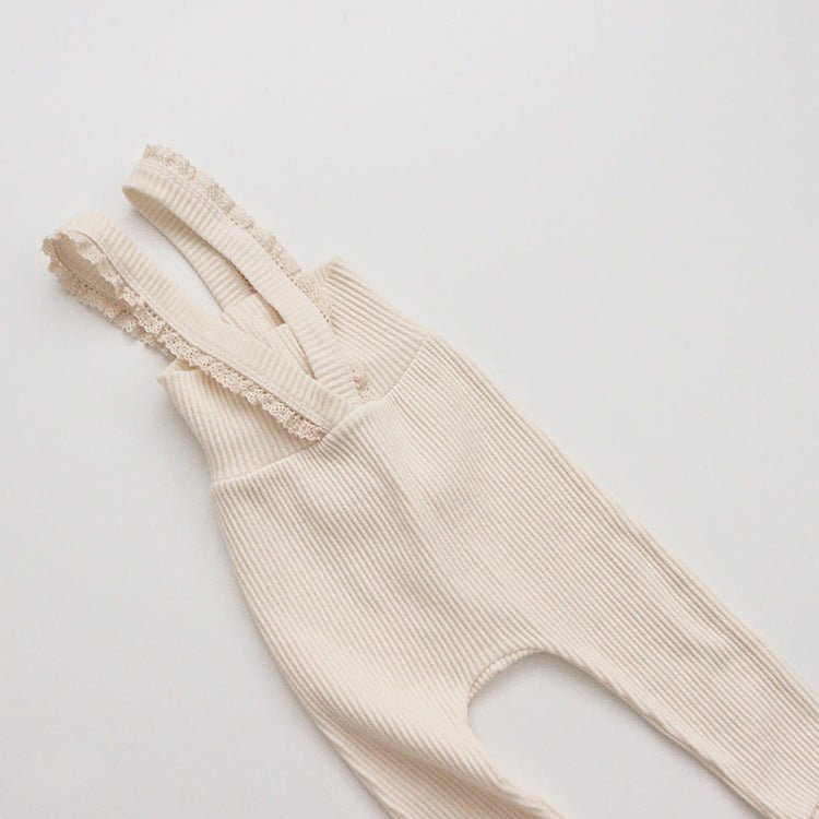 Children's Spring And Autumn Pit Strip Pants $32.77 Dana Fashion Color: Apricot lace Size: 66cm Baby Clothing Product information: Fabric Name: Knitted Cotton Length: trousers Main fabric composition: cotton Style: overalls Fabric technology: soft treatme