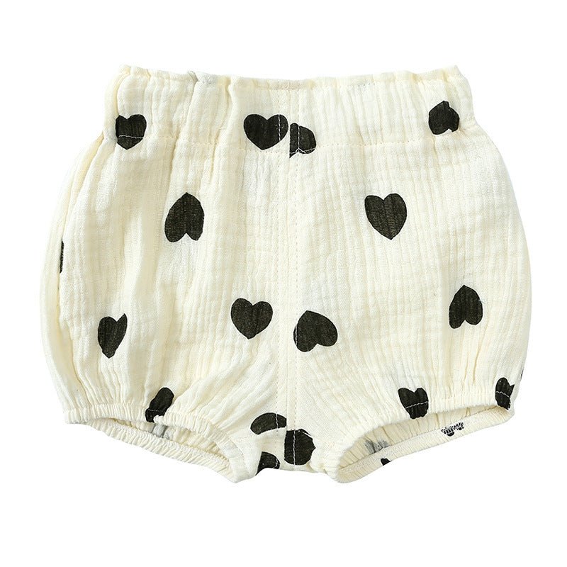 Children's Summer Cute Printed Loose Shorts $18.95 Dana Fashion Color: Black Love Suitable For Height: 100cm Baby Clothing Product information: Pattern: stripes, flowers Color: red cherry, orange love heart, black love heart, yellow flower, coffee apricot