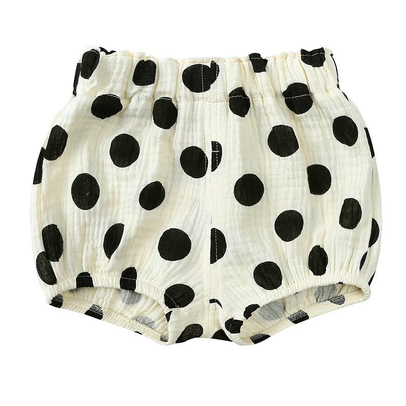 Children's Summer Cute Printed Loose Shorts $18.95 Dana Fashion Color: Big Dot Suitable For Height: 100cm Baby Clothing Product information: Pattern: stripes, flowers Color: red cherry, orange love heart, black love heart, yellow flower, coffee apricot gr