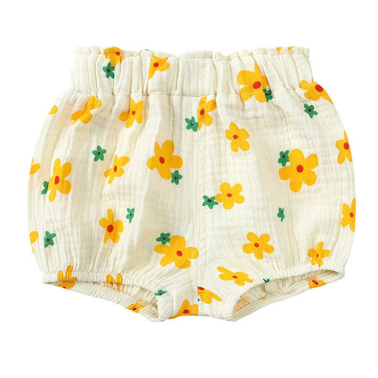 Children's Summer Cute Printed Loose Shorts $18.95 Dana Fashion Color: Yellow Flowers Suitable For Height: 100cm Baby Clothing Product information: Pattern: stripes, flowers Color: red cherry, orange love heart, black love heart, yellow flower, coffee apr