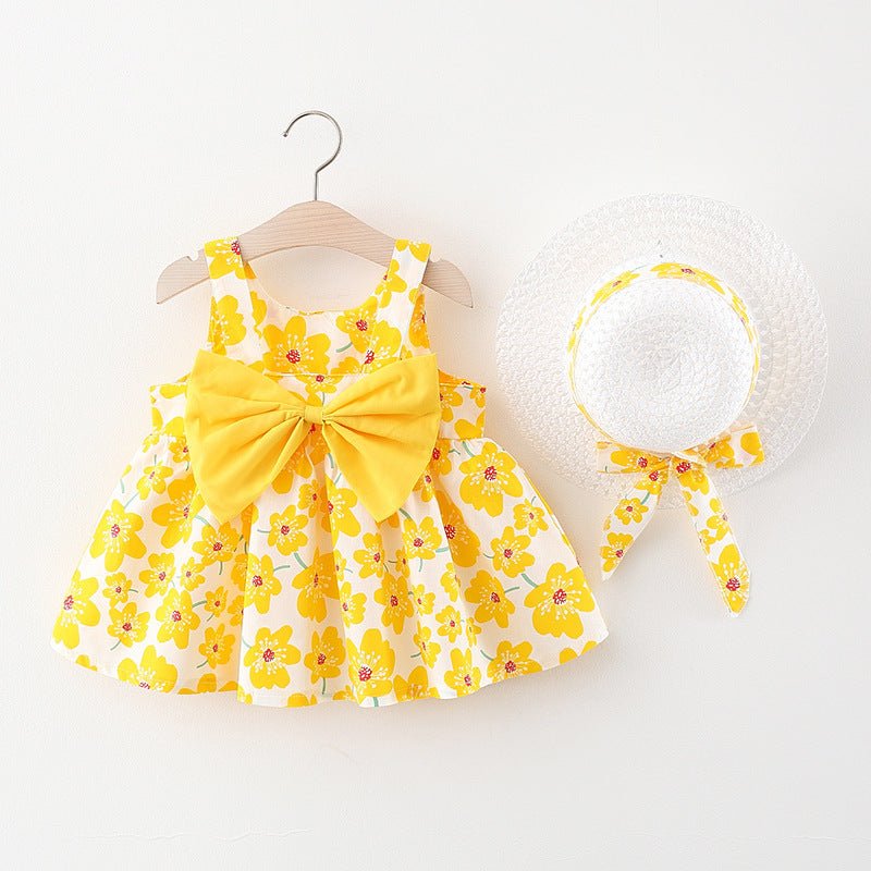Children's Vest Westernized Sleeveless Dress $25.78 Dana Fashion Color: Yellow Child size: 100cm Baby Clothing Product information: Style: Korean version Fabric name: cotton Dress category: dress Fabric technology: pleats Element: cute Color: pink, yellow