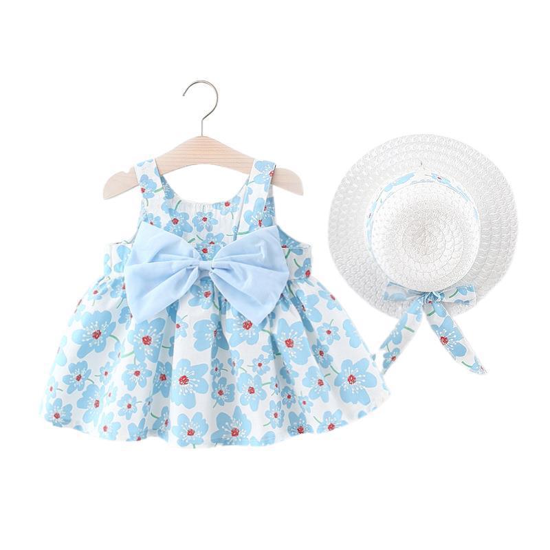 Children's Vest Westernized Sleeveless Dress $16.82 Dana Fashion Color: Blue Child size: 100cm Baby Clothing Product information: Style: Korean version Fabric name: cotton Dress category: dress Fabric technology: pleats Element: cute Color: pink, yellow,