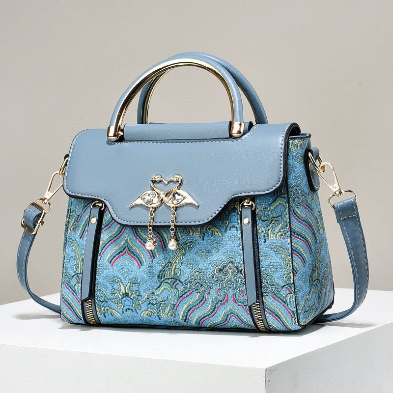 Chinese Style Embroidery Women's Handbag $46.25 Dana Fashion Color: Blue Size: 23X11X18X7 Women's Bags Product information: Lining texture: Polyester Applicable scenarios: Daily matching Color: black, khaki, beige, Blue Outer bag type: Sandwich pocket Har
