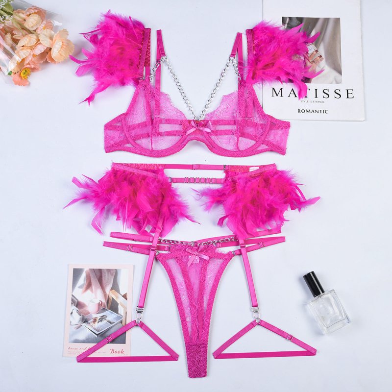Christma Chains Lace Sexy Lingerie Women Underwear Bra Pa $59.90 Dana Fashion Color: Black Size: L Women's clothing Product information: Fabric name: lace Color: red, green splicing pink, black, Lake blue, blue, white, nude pink, rose red, purple, orange