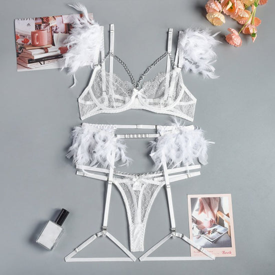 Christma Chains Lace Sexy Lingerie Women Underwear Bra Pa $59.90 Dana Fashion Color: White Size: L Women's clothing Product information: Fabric name: lace Color: red, green splicing pink, black, Lake blue, blue, white, nude pink, rose red, purple, orange