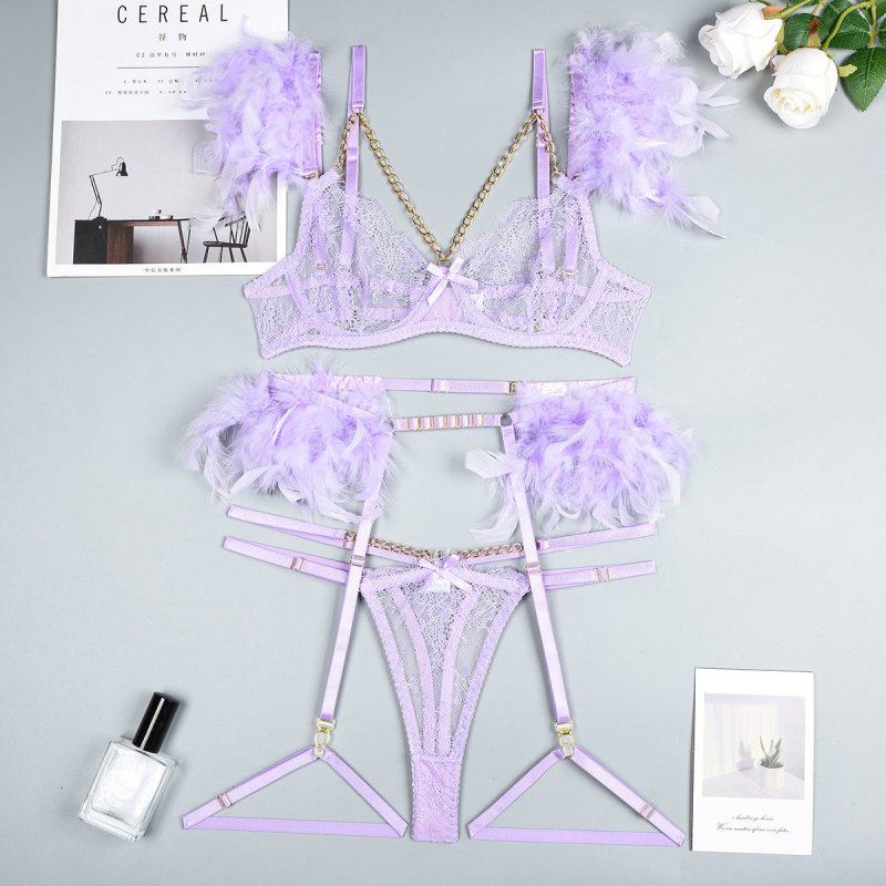 Christma Chains Lace Sexy Lingerie Women Underwear Bra Pa $59.90 Dana Fashion Color: Purple Size: L Women's clothing Product information: Fabric name: lace Color: red, green splicing pink, black, Lake blue, blue, white, nude pink, rose red, purple, orange