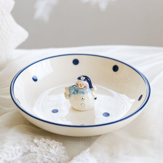 Christmas Ceramic Ornaments and Snowman Tableware $65.24 Dana Fashion Color: Snowman plate Dana's Kitchen Overview: 100% new design and high quality Set off the festive mood Feel comfortable Cute modeling Note： Rhinestones will fall when heated Specificat