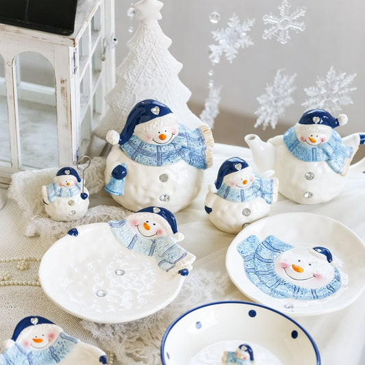 Christmas Ceramic Ornaments and Snowman Tableware $43.57 Dana Fashion Color: Castor Dana's Kitchen Overview: 100% new design and high quality Set off the festive mood Feel comfortable Cute modeling Note： Rhinestones will fall when heated Specification： Ma