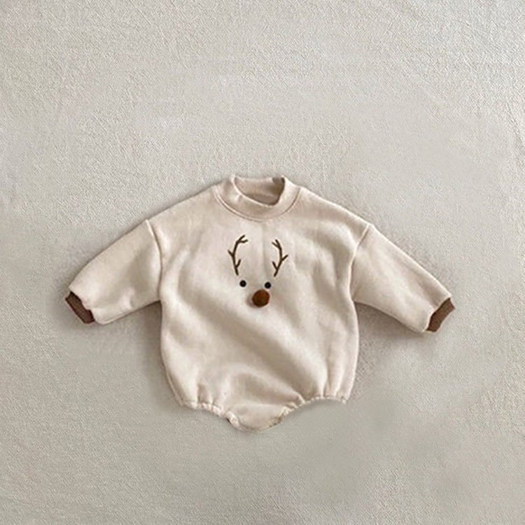Christmas Clothes Romper Baby Clothes Autumn And Winter $39.99 Dana Fashion Color: Apricot Size: 66 Baby Clothing Product information: Fabric name: cotton Boneless Craft: Yes Applicable gender: neutral/male and female Sleeve length: long sleeve Hooded or