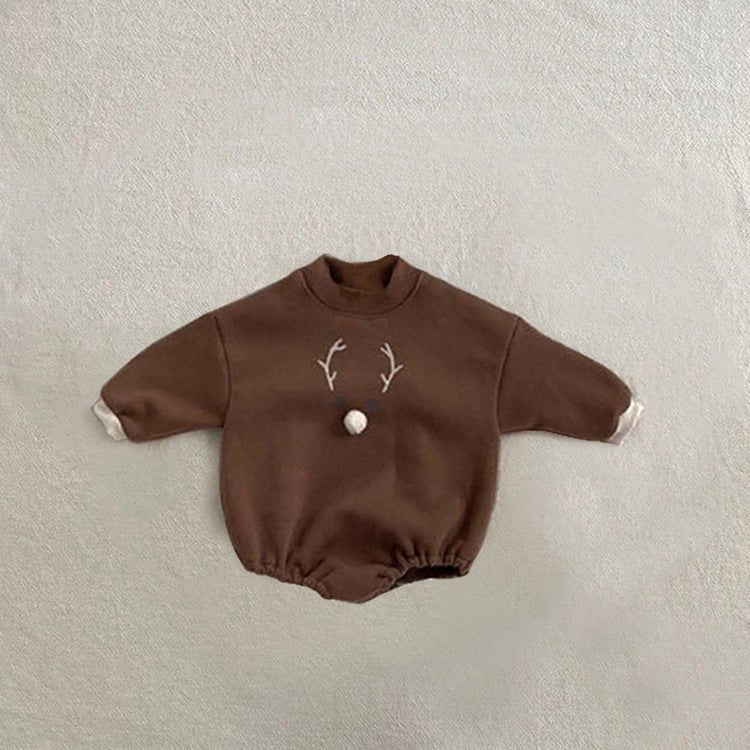 Christmas Clothes Romper Baby Clothes Autumn And Winter $20.46 Dana Fashion Color: Coffee color Size: 66 Baby Clothing Product information: Fabric name: cotton Boneless Craft: Yes Applicable gender: neutral/male and female Sleeve length: long sleeve Hoode