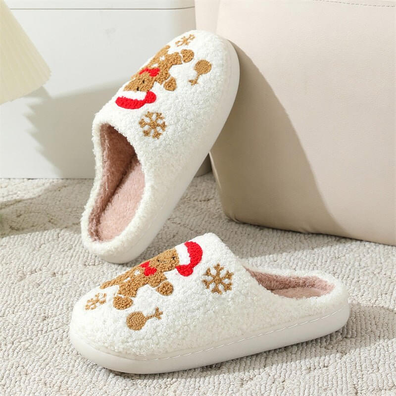 Christmas Snowflake Gingerbread Slippers Winter Indoor Non-slip Floor Bedroom Fuzzy House Shoes For Women Home Slippers $29.90 Dana Fashion Color: Gingerbread Man Size: 36to37 Women's shoes Overview: Unique design, stylish and beautiful. Good material, co