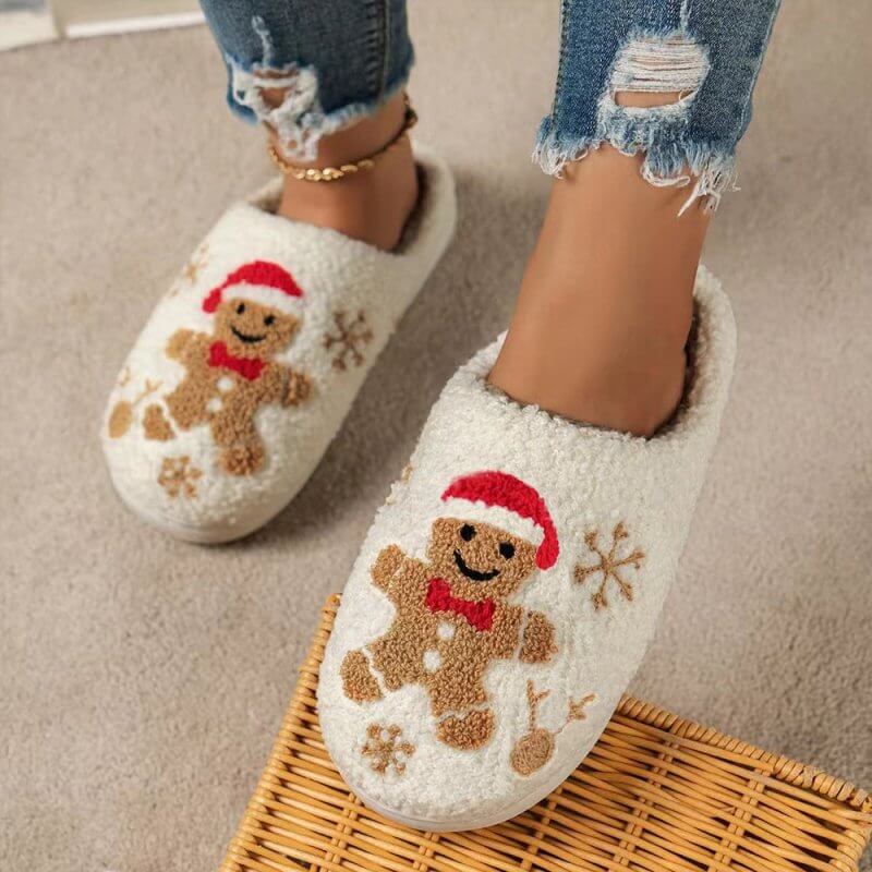 Christmas Snowflake Gingerbread Slippers Winter Indoor Non-slip Floor Bedroom Fuzzy House Shoes For Women Home Slippers $29.90 Dana Fashion Color: Gingerbread Man Size: 36to37 Women's shoes Overview: Unique design, stylish and beautiful. Good material, co