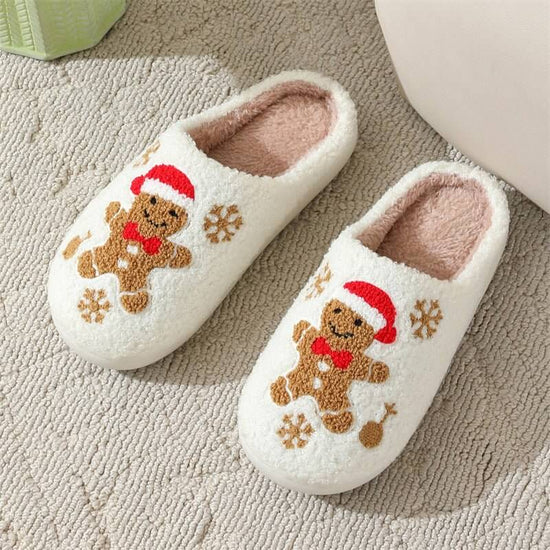 Christmas Snowflake Gingerbread Slippers Winter Indoor Non-slip Floor Bedroom Fuzzy House Shoes For Women Home Slippers $29.90 Dana Fashion Color: Gingerbread Man Size: 36to37 Women's shoes Overview: Unique design, stylish and beautiful. Good material, co