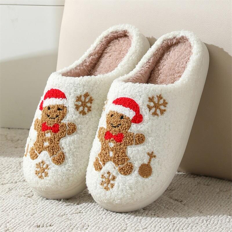 Christmas Snowflake Gingerbread Slippers Winter Indoor Non-slip Floor Bedroom Fuzzy House Shoes For Women Home Slippers $29.90 Dana Fashion Color: Gingerbread Man Size: 36to37 Women's shoes Overview: Unique design, stylish and beautiful. Good material, co