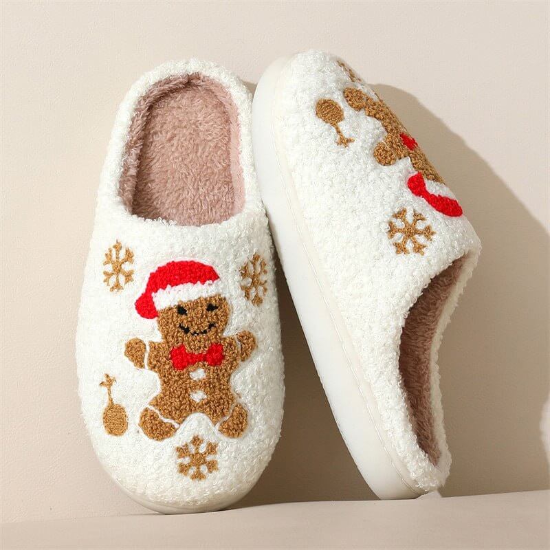 Christmas Snowflake Gingerbread Slippers Winter Indoor Non-slip Floor Bedroom Fuzzy House Shoes For Women Home Slippers $29.90 Dana Fashion Color: Gingerbread Man Size: 36to37 Women's shoes Overview: Unique design, stylish and beautiful. Good material, co