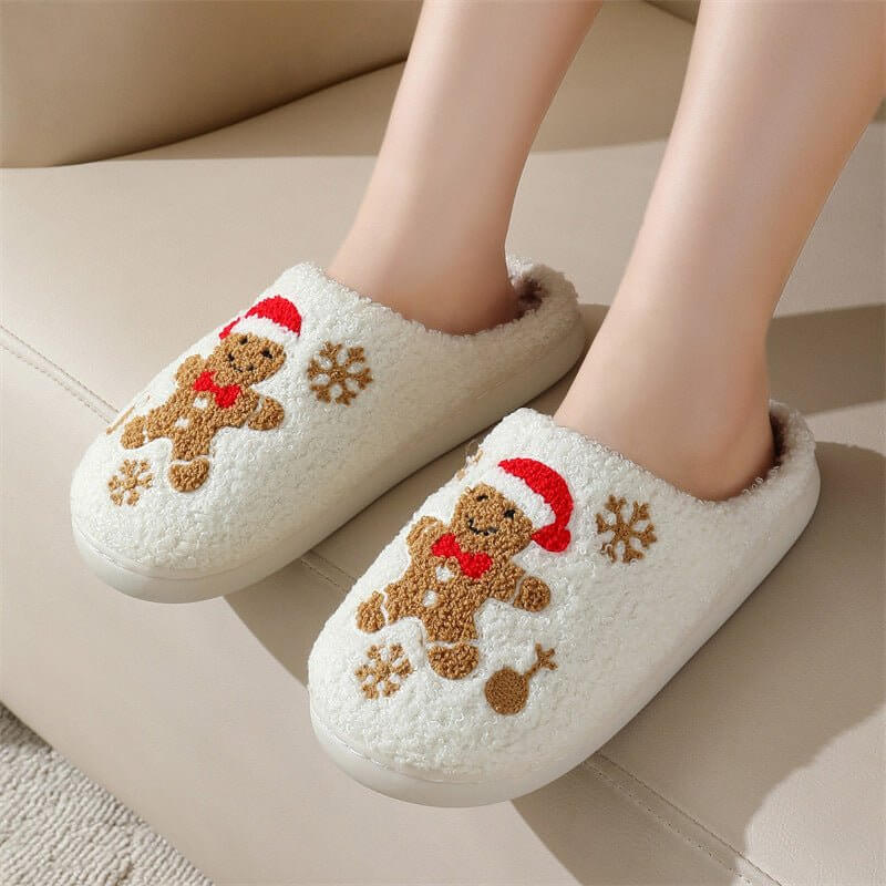 Christmas Snowflake Gingerbread Slippers Winter Indoor Non-slip Floor Bedroom Fuzzy House Shoes For Women Home Slippers $29.90 Dana Fashion Color: Gingerbread Man Size: 36to37 Women's shoes Overview: Unique design, stylish and beautiful. Good material, co