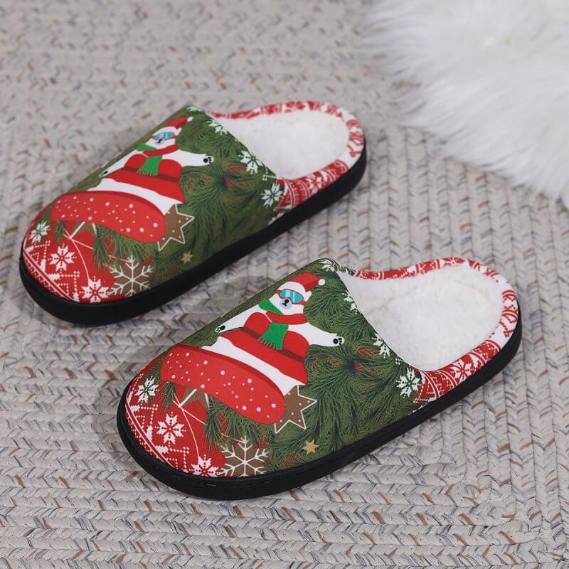 Christmas Snowman Elk Santa Claus Print Slippers Winter Warm Plush Slippers Indoor Non-slip Floor Bedroom Shoes $27.50 Dana Fashion Colour: Ski Bear Size: 38or39 Women's shoes Product information: Sole material: TPR Function: anti-slip, warm and wear-resi
