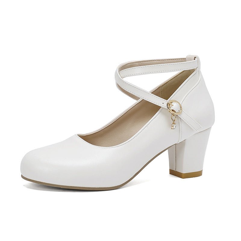 Chunky Heel High Heel Shoes Mary Jane Shoes Work Shoes $53.36 Dana Fashion Color: White Size: 34 Women's shoes Product information: Color: black, white Upper height: low top Heel height: high heel (6-8CM) Heel shape: chunky heel Size: 34,35,36,37,38,39,40