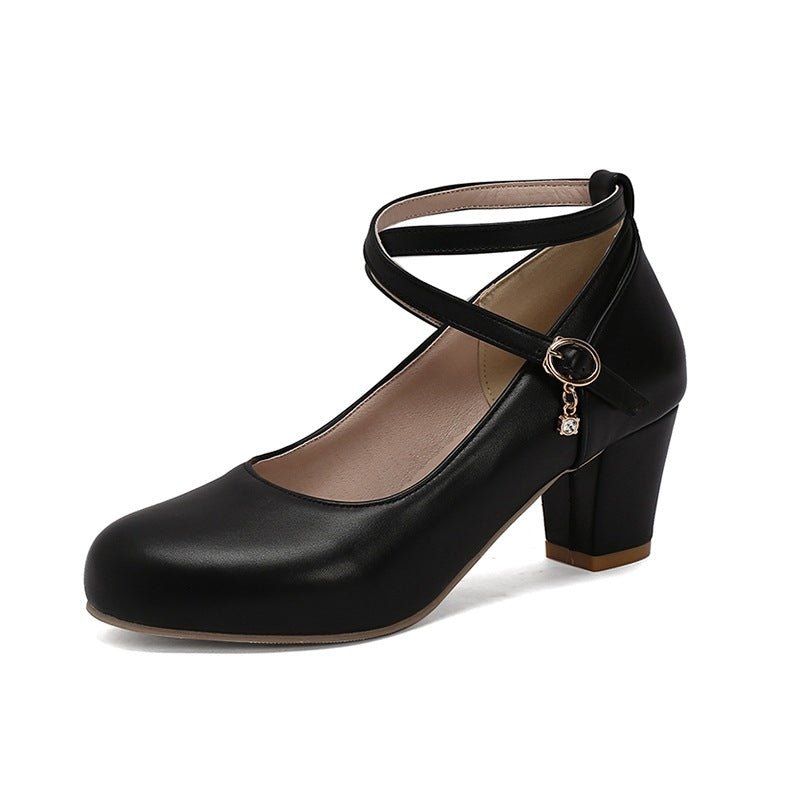 Chunky Heel High Heel Shoes Mary Jane Shoes Work Shoes $53.36 Dana Fashion Color: Black Size: 34 Women's shoes Product information: Color: black, white Upper height: low top Heel height: high heel (6-8CM) Heel shape: chunky heel Size: 34,35,36,37,38,39,40