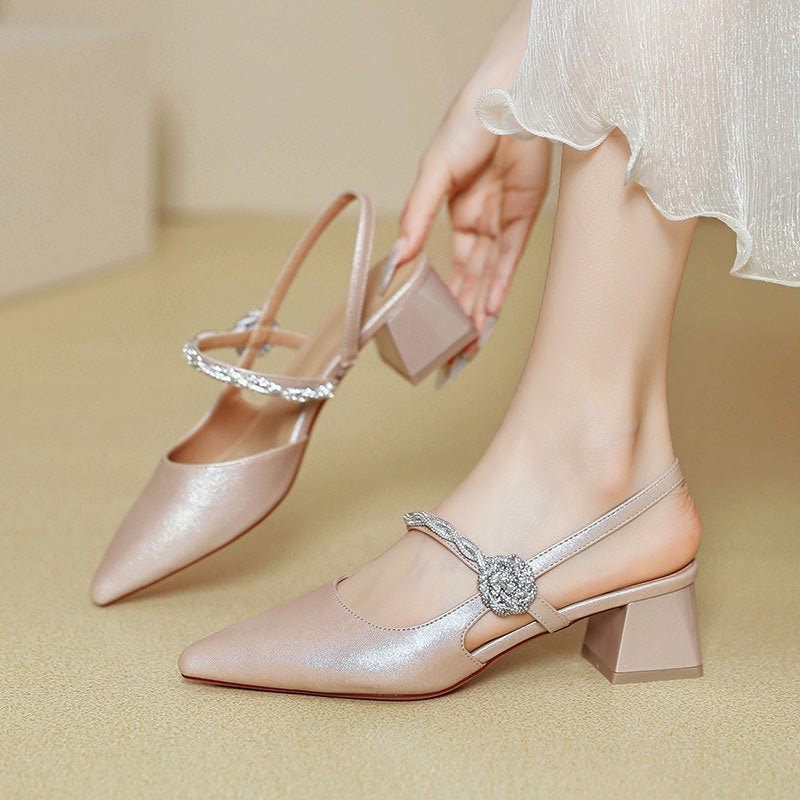 Chunky Heel Silver With Pointed Toe High Heels $59.50 Dana Fashion Color: Pink Size: 34 Women's shoes Product information: Lining material: PU Scaffolding shape: Pointed Color: pink, silver Shoe Material: Microfiber Size: 34.35, 36.37, 38.39 Wearing metho