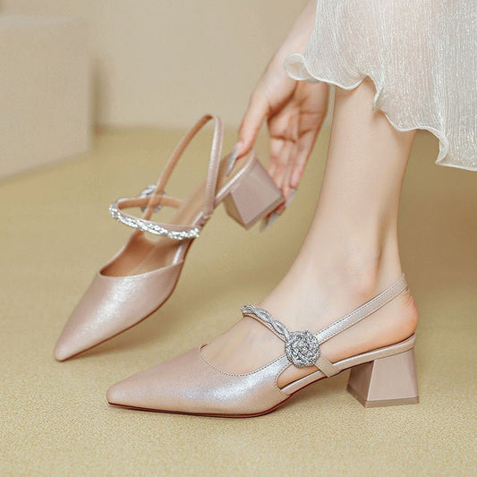 Chunky Heel Silver With Pointed Toe High Heels $59.50 Dana Fashion Color: Pink Size: 34 Women's shoes Product information: Lining material: PU Scaffolding shape: Pointed Color: pink, silver Shoe Material: Microfiber Size: 34.35, 36.37, 38.39 Wearing metho