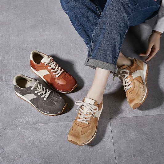 Classic Retro Casual Sneaker Genuine Leather $89.99 Dana Fashion Color: Brown Size: 35 Women's shoes Product information: Applicable parts: Plastic Lining material: pigskin Applicable sports: Universal Color: caramel, brown, yellow Upper height: low top S