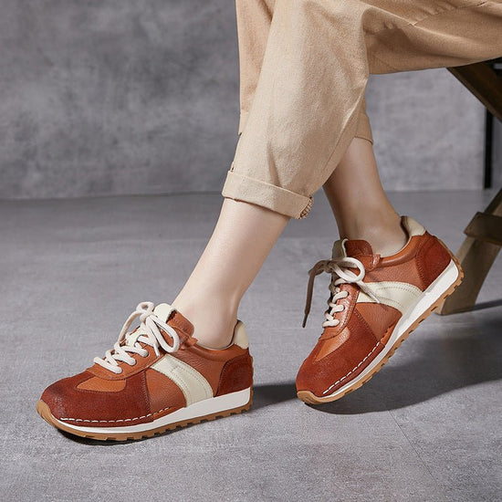 Classic Retro Casual Sneaker Genuine Leather $89.99 Dana Fashion Color: Brown Size: 35 Women's shoes Product information: Applicable parts: Plastic Lining material: pigskin Applicable sports: Universal Color: caramel, brown, yellow Upper height: low top S