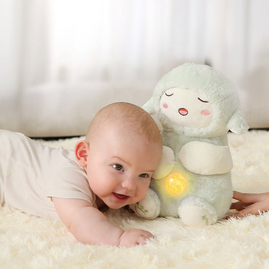 Cloak Man Lamb Toot Baby Plush Doll Newborn Sound And Light Soothing Sleeping Toys $82.99 Dana Fashion Color: Green Toys & Hobbies Product information: Ability Training: emotion, vision, senses, other ability training, interactive toys, hearing, parent-ch