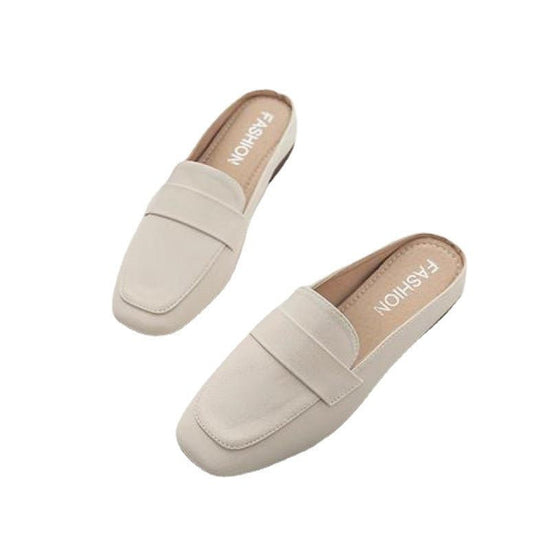 Closed Toe Half Slippers Women's Flat Soft Leather $57.52 Dana Fashion Color: Beige Size: 35 Women's shoes Product information: Pattern: solid color Size: 35,36,37,38,39,40,41,42,43 Sole craft: vulcanized shoes Sole material: rubber Applicable scenario: S