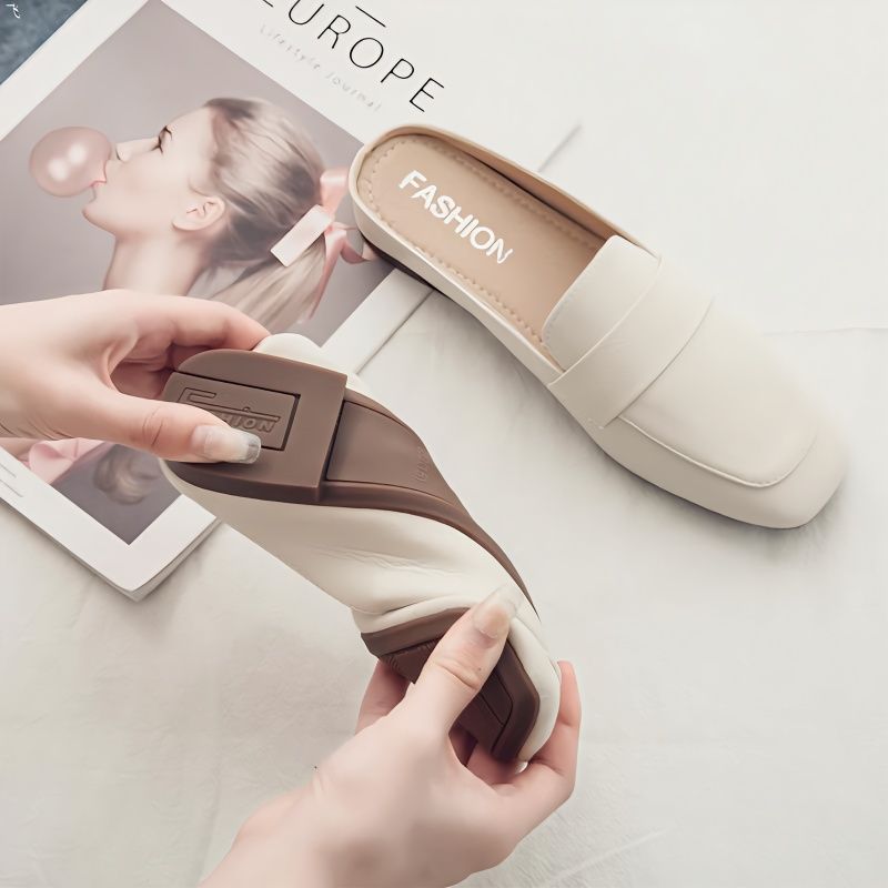 Closed Toe Half Slippers Women's Flat Soft Leather $57.52 Dana Fashion Color: Beige Size: 35 Women's shoes Product information: Pattern: solid color Size: 35,36,37,38,39,40,41,42,43 Sole craft: vulcanized shoes Sole material: rubber Applicable scenario: S