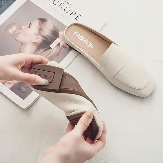 Closed Toe Half Slippers Women's Flat Soft Leather $57.52 Dana Fashion Color: Beige Size: 35 Women's shoes Product information: Pattern: solid color Size: 35,36,37,38,39,40,41,42,43 Sole craft: vulcanized shoes Sole material: rubber Applicable scenario: S