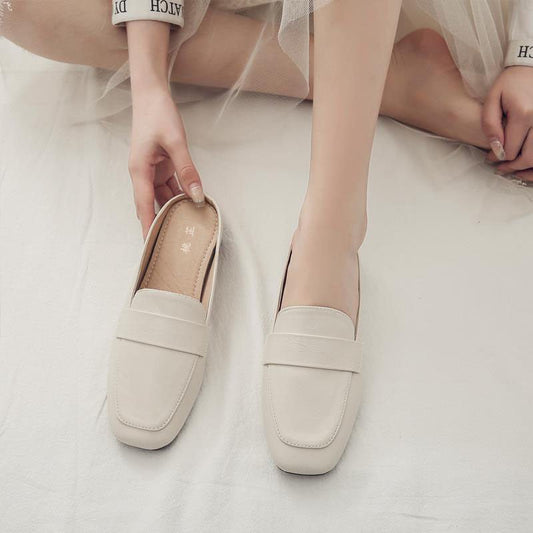 Closed Toe Half Slippers Women's Flat Soft Leather $57.52 Dana Fashion Color: Beige Size: 35 Women's shoes Product information: Pattern: solid color Size: 35,36,37,38,39,40,41,42,43 Sole craft: vulcanized shoes Sole material: rubber Applicable scenario: S