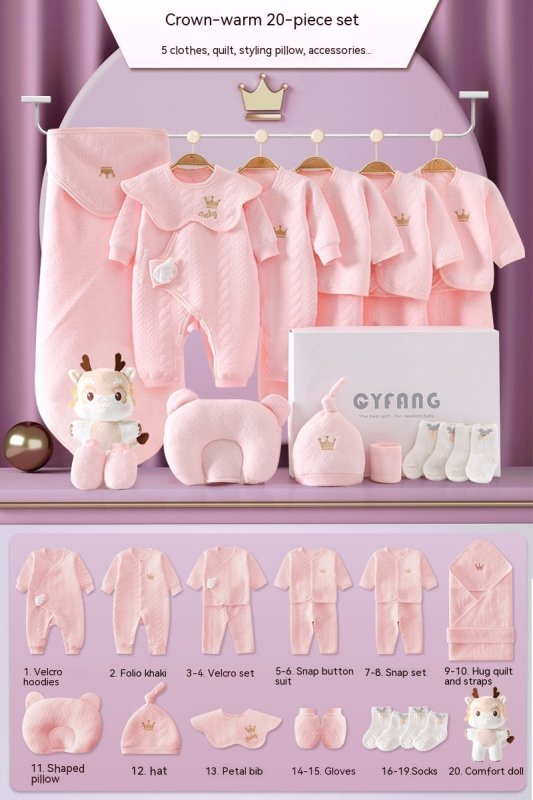 Clothes For Babies Newborn Gift Box Newborn Suit $92.54 Dana Fashion style: Pink 20 Pieces Warm Suit Height: 59cm Baby Clothing Product information: Pattern: solid color Color: white 15 pieces Four Seasons, White 15 pieces warm, white 17 pieces Four Seaso