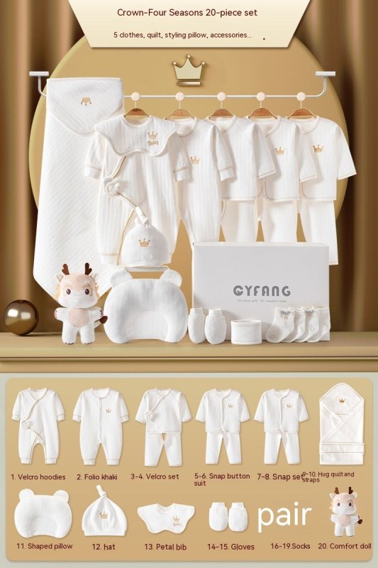 Clothes For Babies Newborn Gift Box Newborn Suit $87.47 Dana Fashion style: White 20 Pieces Four Seasons Suit Height: 59cm Baby Clothing Product information: Pattern: solid color Color: white 15 pieces Four Seasons, White 15 pieces warm, white 17 pieces F