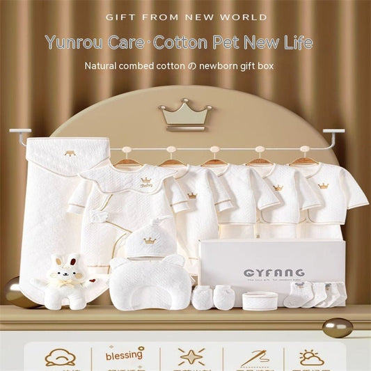 Clothes For Babies Newborn Gift Box Newborn Suit $86.98 Dana Fashion style: Blue 20 Pieces Four Seasons Suit Height: 59cm Baby Clothing Product information: Pattern: solid color Color: white 15 pieces Four Seasons, White 15 pieces warm, white 17 pieces Fo