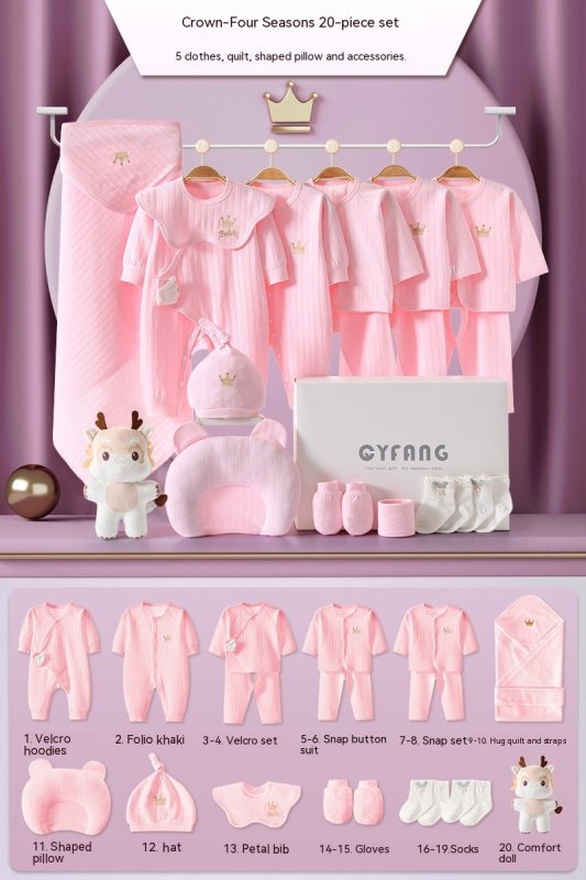 Clothes For Babies Newborn Gift Box Newborn Suit $86.98 Dana Fashion style: Pink 20 Pieces Four Seasons Suit Height: 59cm Baby Clothing Product information: Pattern: solid color Color: white 15 pieces Four Seasons, White 15 pieces warm, white 17 pieces Fo