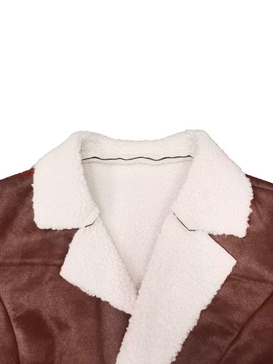 Cold-proof Warm Leather And Velvet Integrated Turn-down Collar Coat $52.43 Dana Fashion Color: Coffee Size: L Women's clothing Product information: Color: Brown Size: S,M,L,XL Thickness: medium Fabric name: Polyester Length: normal (50cm Applicable Gender