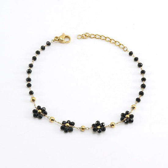 Color Crystal Flowers Stainless Steel Bracelet $17.50 Dana Fashion Color: Black Bracelet Women's Accessories Product information: Treatment Process: Electroplating Color: Black bracelet, dark red bracelet, blue bracelet, bronze bracelet, green bracelet, b