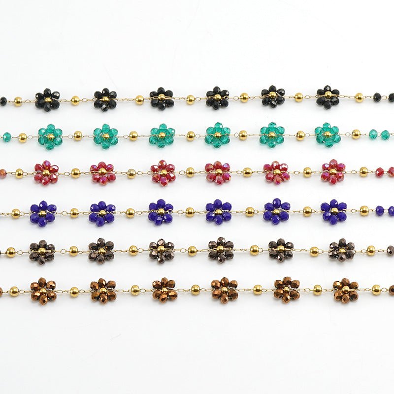 Color Crystal Flowers Stainless Steel Bracelet $17.50 Dana Fashion Color: Black Bracelet Women's Accessories Product information: Treatment Process: Electroplating Color: Black bracelet, dark red bracelet, blue bracelet, bronze bracelet, green bracelet, b