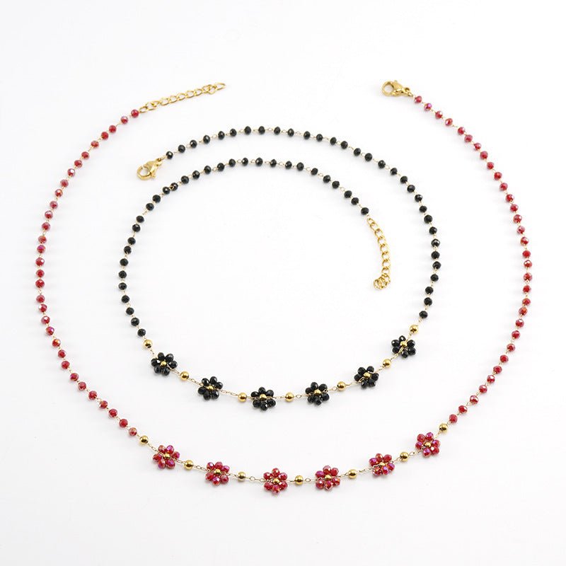 Color Crystal Flowers Stainless Steel Bracelet $17.50 Dana Fashion Color: Black Bracelet Women's Accessories Product information: Treatment Process: Electroplating Color: Black bracelet, dark red bracelet, blue bracelet, bronze bracelet, green bracelet, b