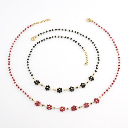 Color Crystal Flowers Stainless Steel Bracelet $17.50 Dana Fashion Color: Black Bracelet Women's Accessories Product information: Treatment Process: Electroplating Color: Black bracelet, dark red bracelet, blue bracelet, bronze bracelet, green bracelet, b