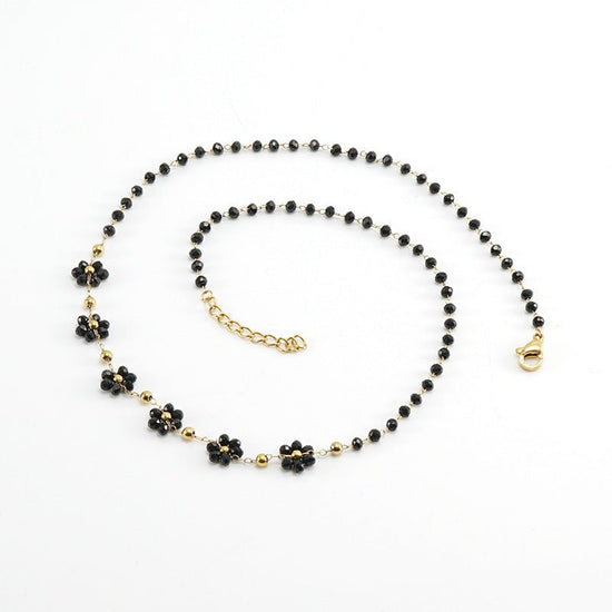 Color Crystal Flowers Stainless Steel Bracelet $17.50 Dana Fashion Color: Black Necklace Women's Accessories Product information: Treatment Process: Electroplating Color: Black bracelet, dark red bracelet, blue bracelet, bronze bracelet, green bracelet, b