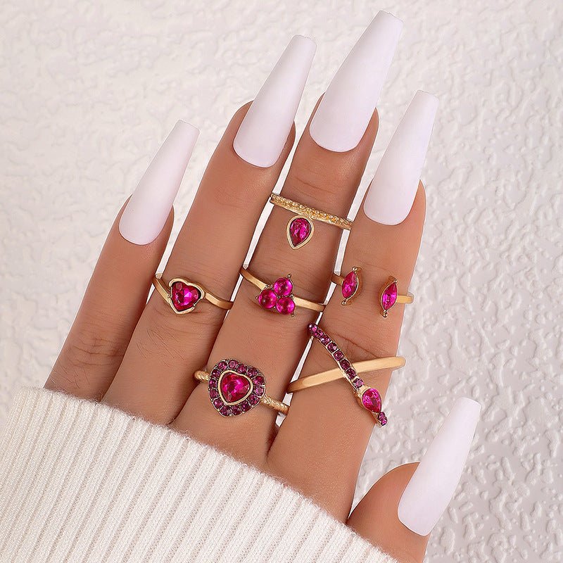 Color Diamond Four-piece Ring $12.00 Dana Fashion Color: 23593 gold Women's Accessories Product information: Type: Ring Treatment Process: Electroplating Color: 23643-Green, 23643-Rose Red, 23643-blue, 23643-silver Green, 23643-black, 23643-Silver Rose Re