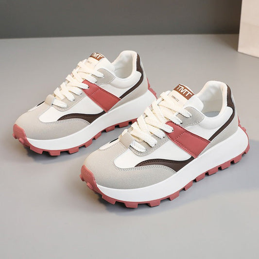 Color Matching Sports Women's Shoes Breathable Platform $45.40 Dana Fashion Color: Apricot Size: 35 Women's shoes Product information: Color: apricot, green, red Heel height: mid heel (3-5CM) Size: 35, 36, 37, 38, 39, 40 Sole material: rubber Toe holder s